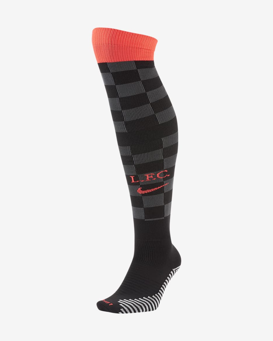 Liverpool F.C. 2020/21 Stadium Third Football Over-the-Calf Socks - Black/Anthracite/Laser Crimson