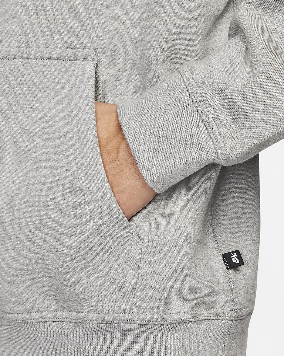 Nike SB Fleece Pullover Skate Hoodie - Dark Grey Heather/White