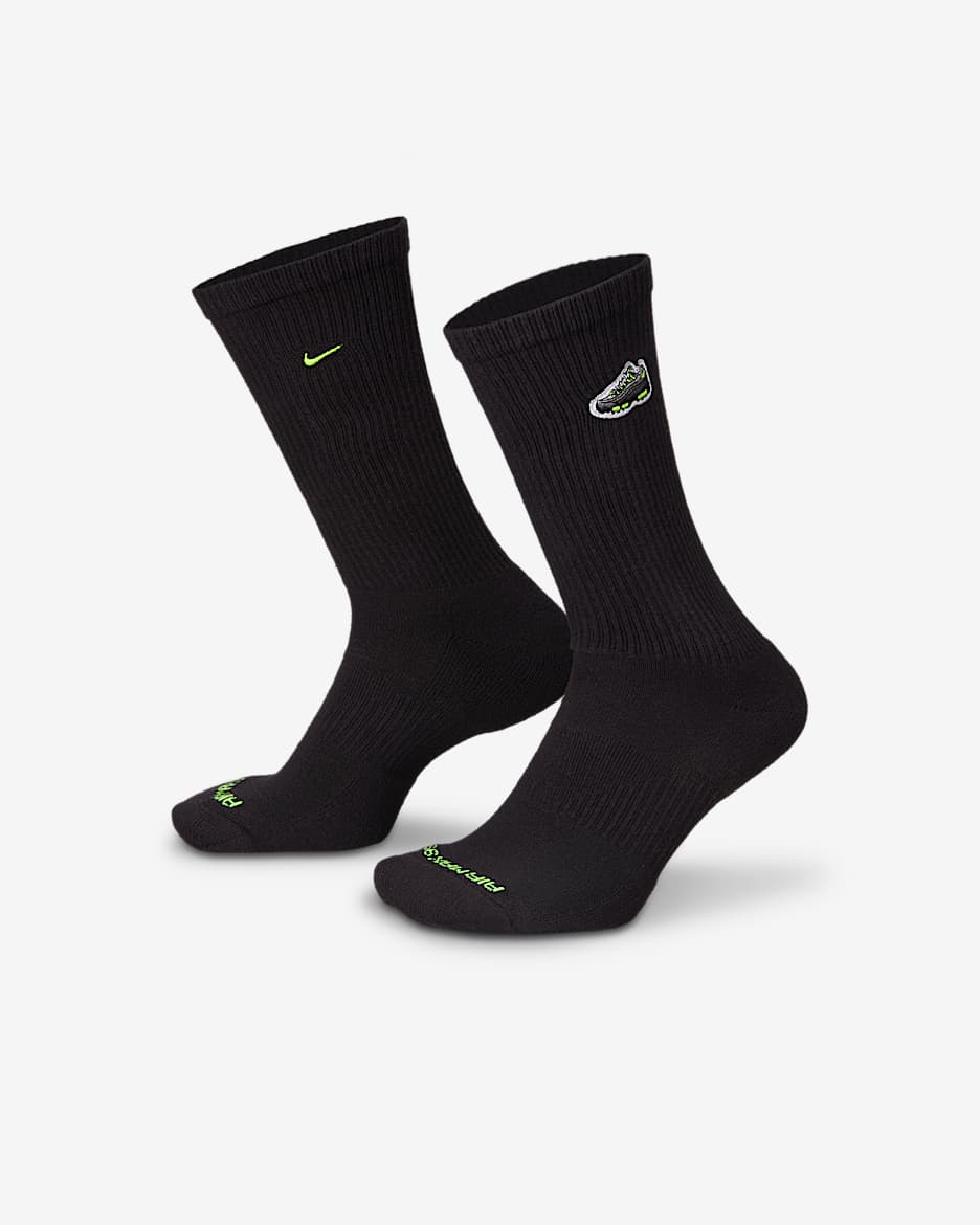 Calze di media lunghezza Nike Everyday Cushioned (1 paio) - Nero/Volt