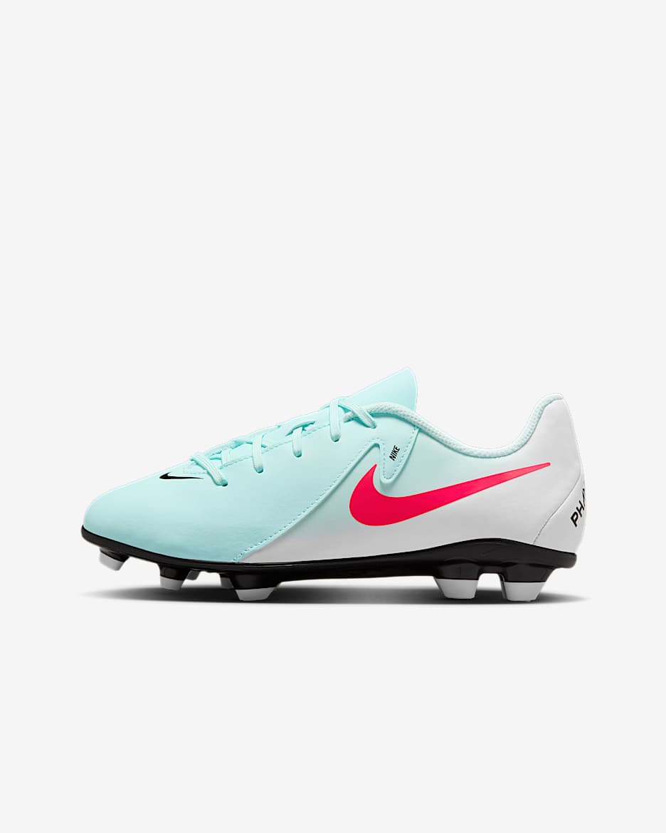Chuteiras de futebol de perfil baixo MG Nike Jr. Phantom GX 2 Club para criança/Júnior - Mint/Off Noir/Vermelho Atomic