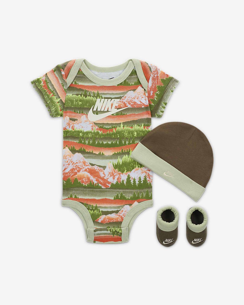 Nike Snow Day 3-Piece Boxed Set Baby 3-Piece Bodysuit Set - Medium Olive