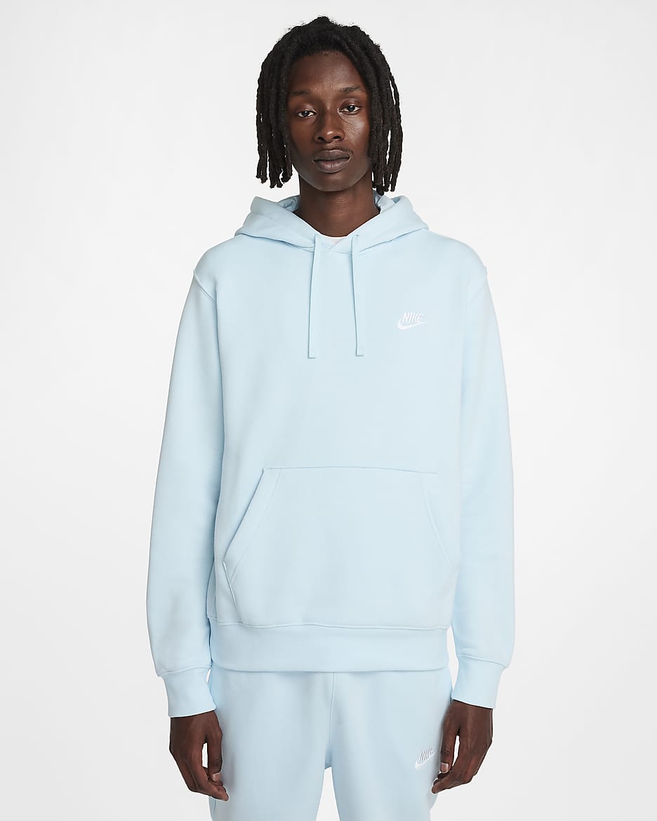 Nike Sportswear Club Fleece Pullover Hoodie - Glacier Blue/Glacier Blue/White