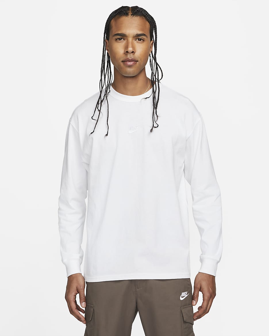 Nike Sportswear Premium Essentials Men's Long-Sleeve T-Shirt - White/White