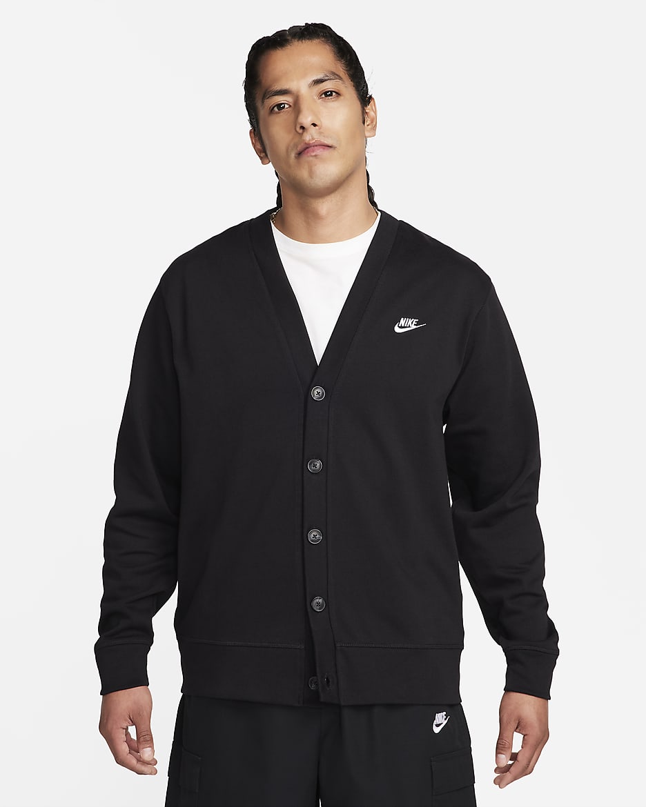 Cárdigan Fairway de tejido Knit para hombre Nike Club - Negro/Blanco