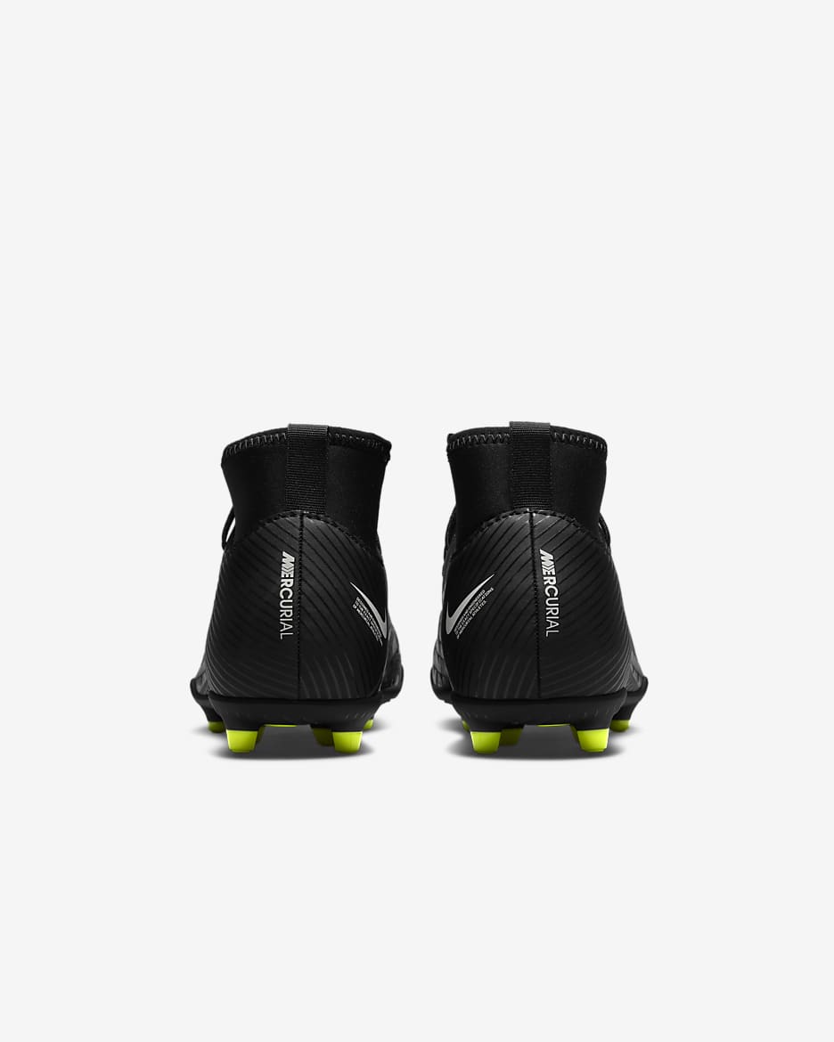 Nike Jr. Mercurial Superfly 9 Club Younger/Older Kids' Multi-Ground High-Top Football Boot - Black/Summit White/Volt/Dark Smoke Grey