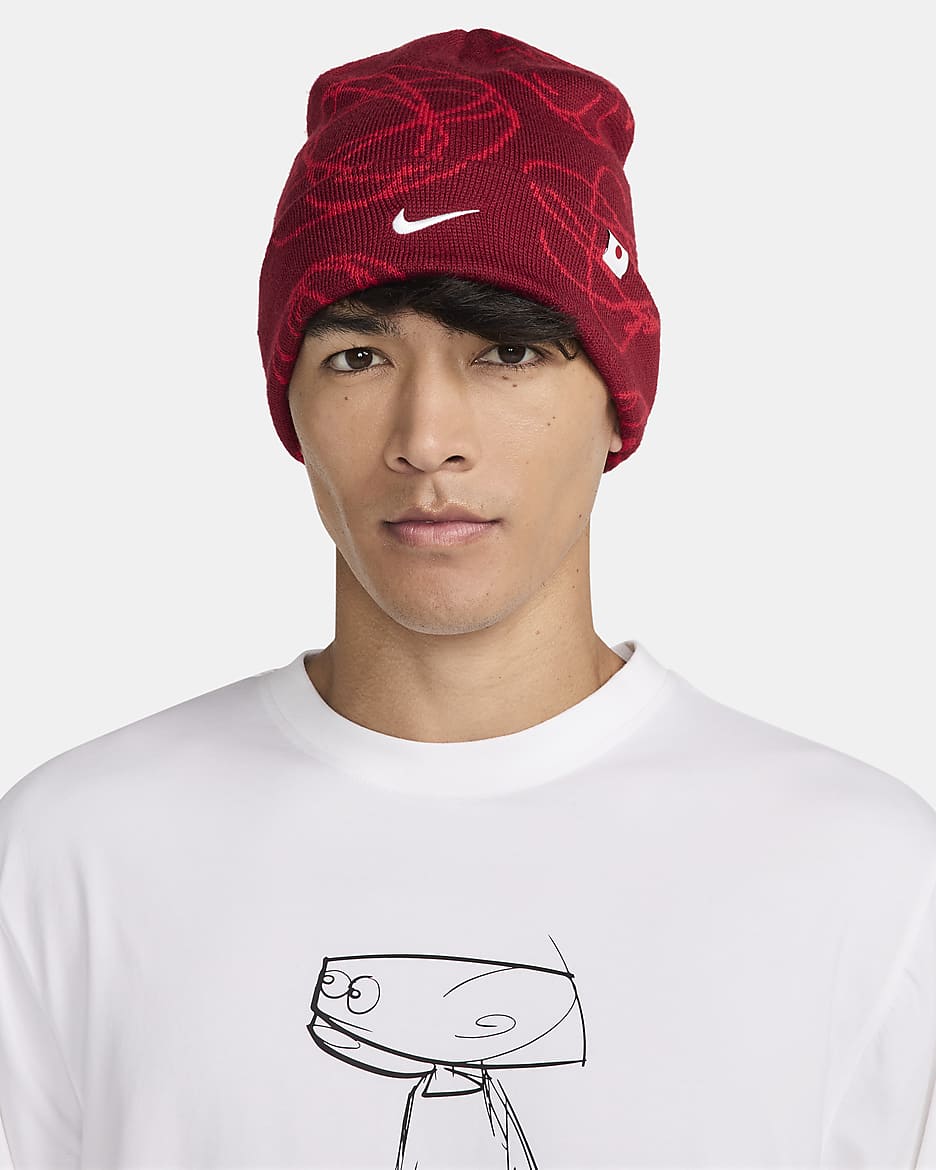 Japan Peak Nike Breaking Beanie - Team Red/White