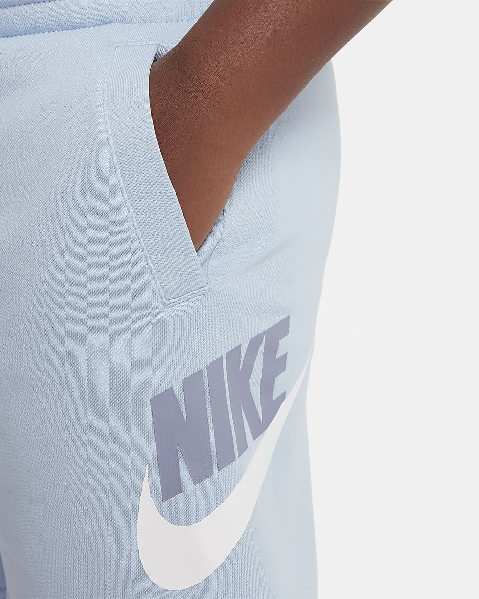 Nike Sportswear Club Fleece frottéshorts til store barn (utvidet størrelse) - Light Armory Blue/Hvit/Ashen Slate