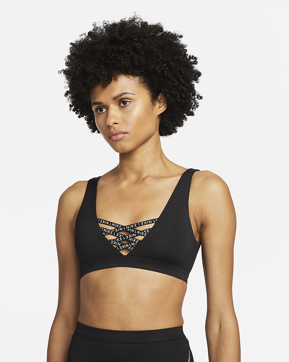 Nike Sneakerkini Women's Scoop Neck Bikini Top - Black/White/White