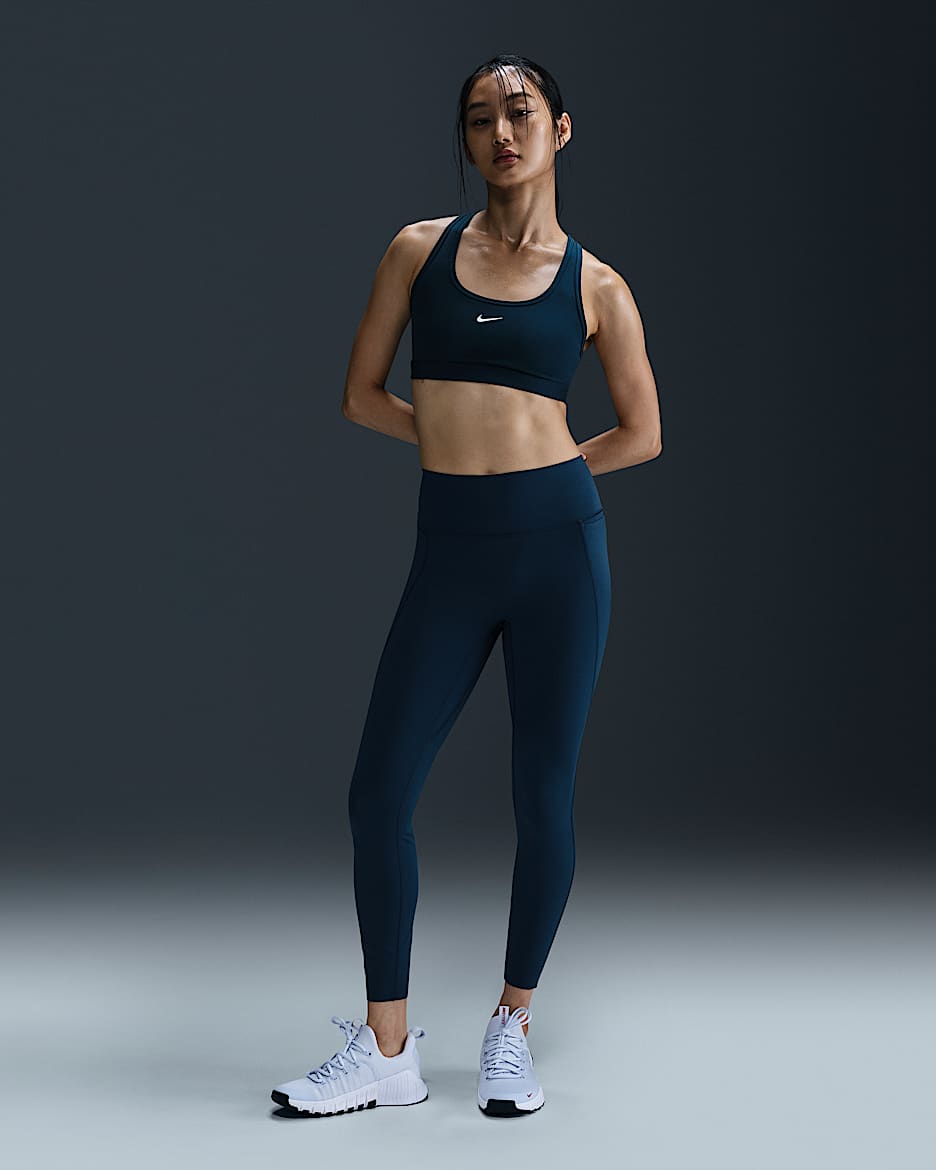 Nike Universa Women's Medium-Support High-Waisted Full-Length Leggings with Pockets - Armoury Navy/Anthracite/Rift Blue