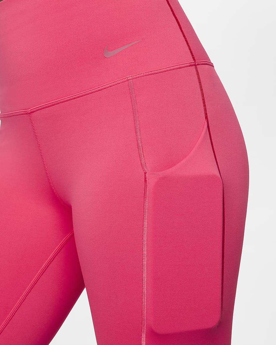 Leggings de 7/8 de tiro alto y sujeción media con bolsillos para mujer Nike Universa - Rosa margarita/Negro