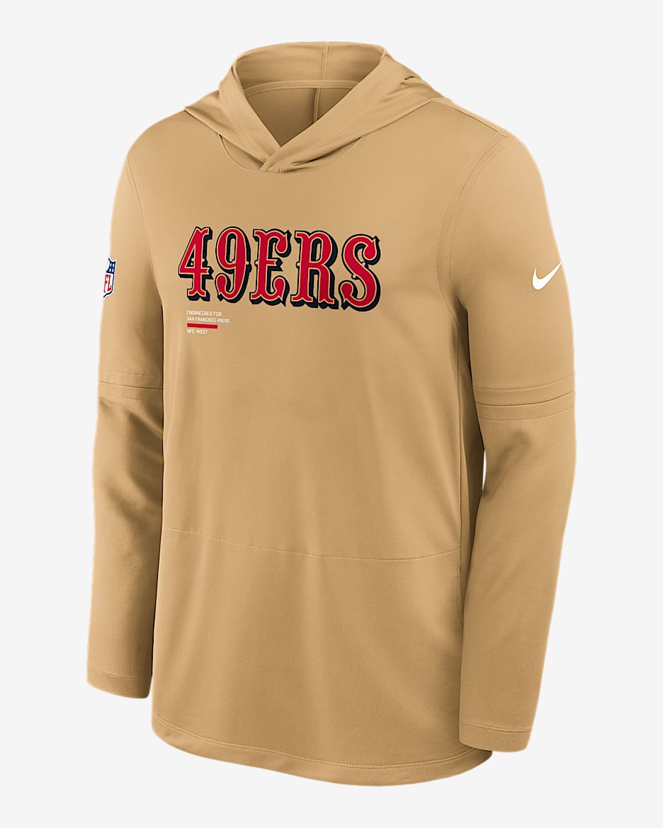 San Francisco 49ers Pure Fury Sideline Men's Nike Dri-FIT NFL Long-Sleeve Hooded Top - Gold