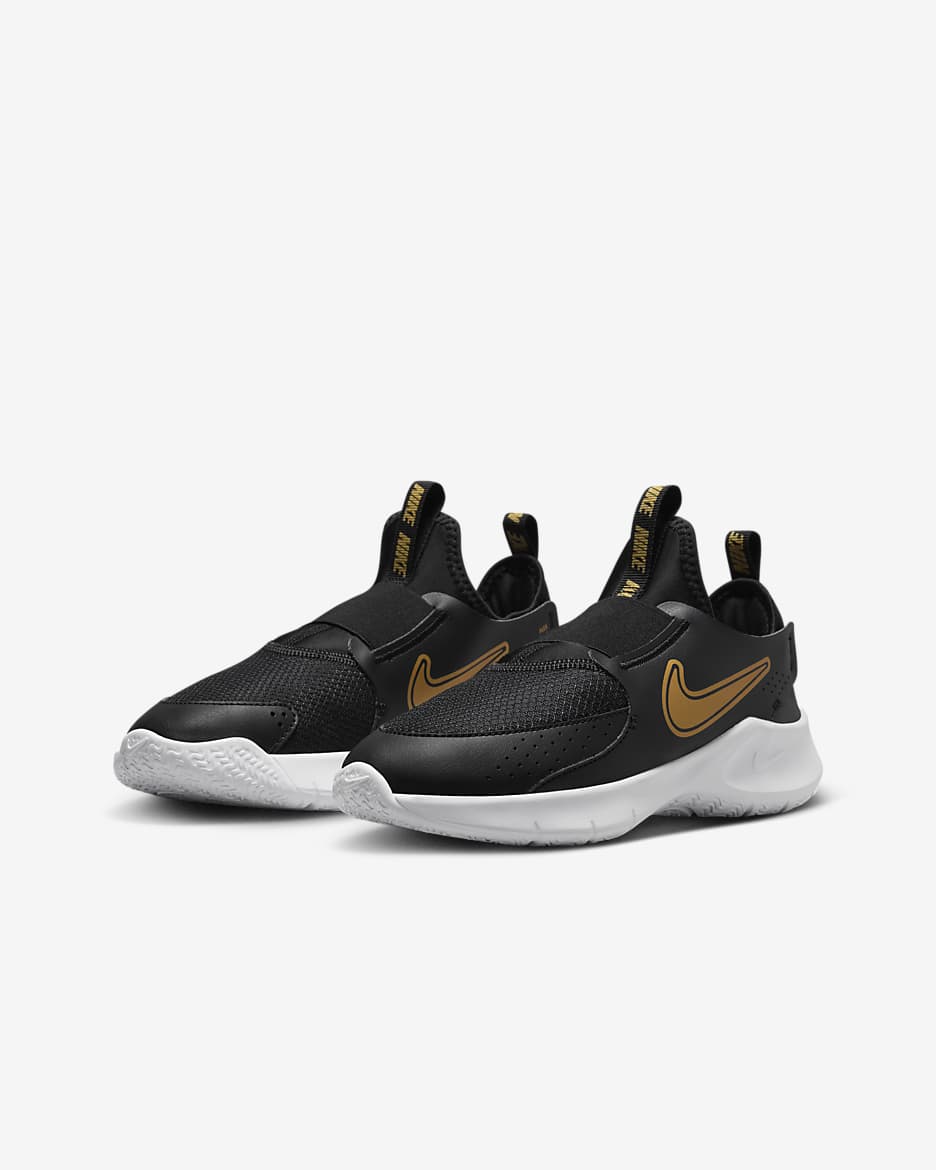 Nike Flex Runner 3 hardloopschoenen voor kids (straat) - Zwart/Wit/Metallic Gold