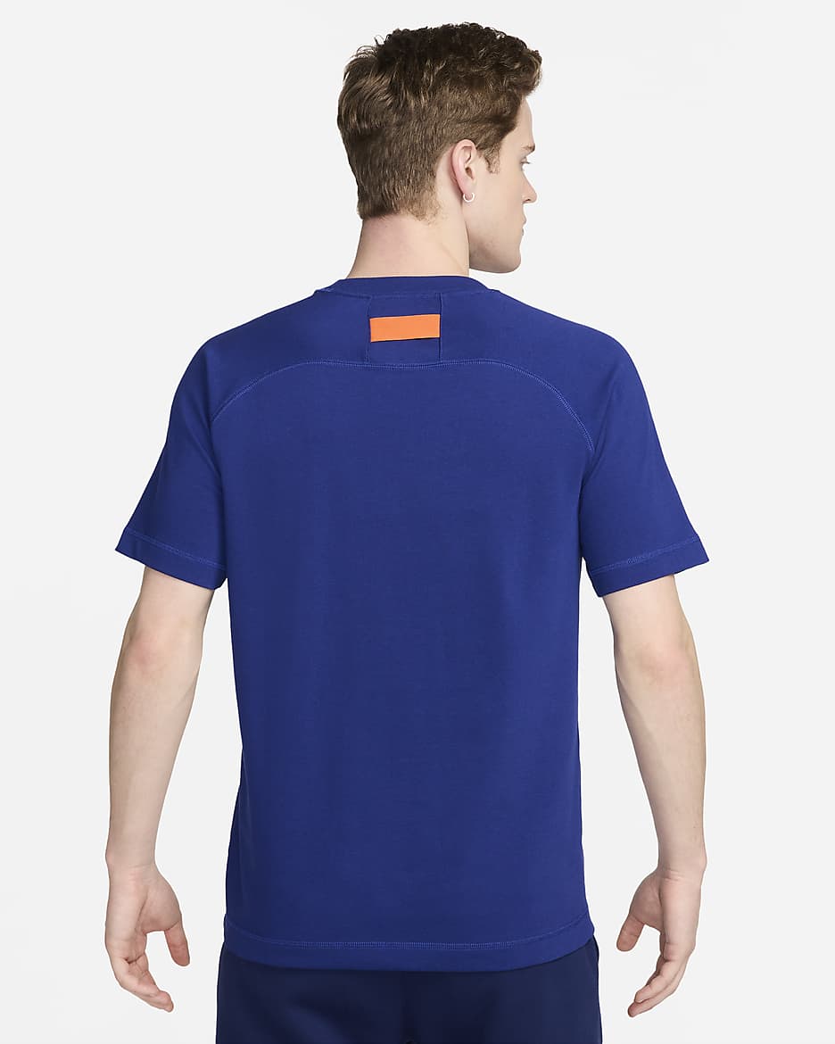 Netherlands Travel Nike Football Short-Sleeve Top - Deep Royal Blue/Safety Orange/Safety Orange