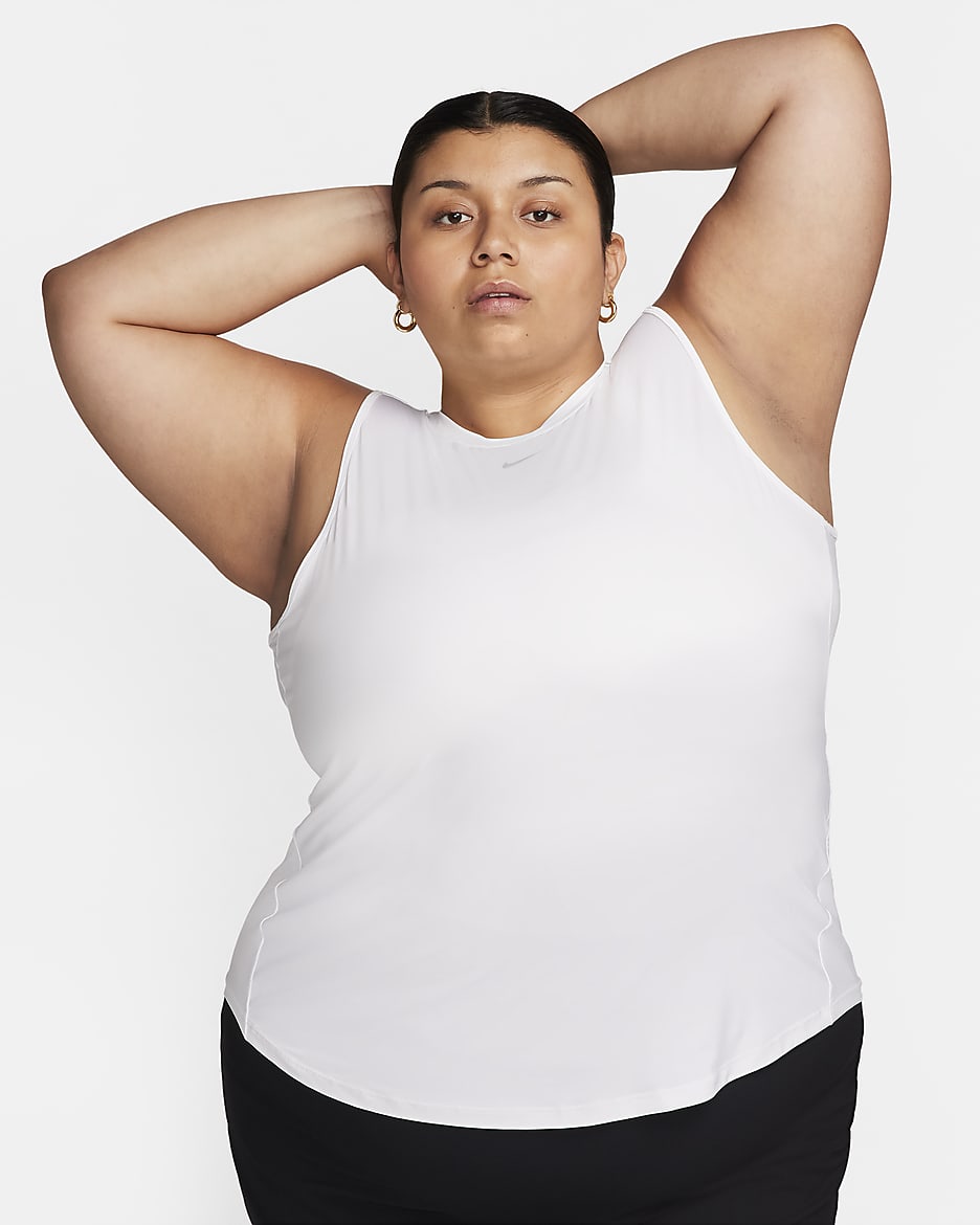 Camiseta de tirantes Dri-FIT para mujer (talla grande) Nike One Classic - Blanco/Negro
