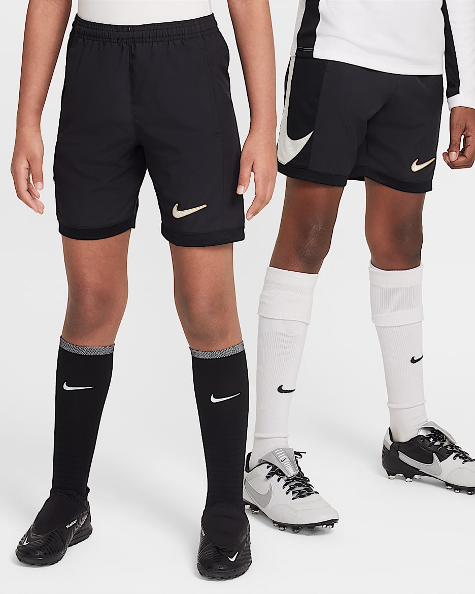 Shorts de fútbol Dri-FIT para niños talla grande Nike Academy - Negro/Negro/Marfil pálido/Marfil pálido