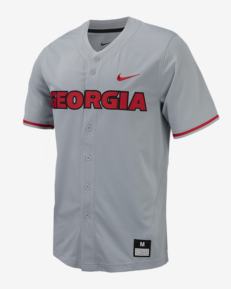 Georgia Men's Nike College Replica Baseball Jersey - Wolf Grey