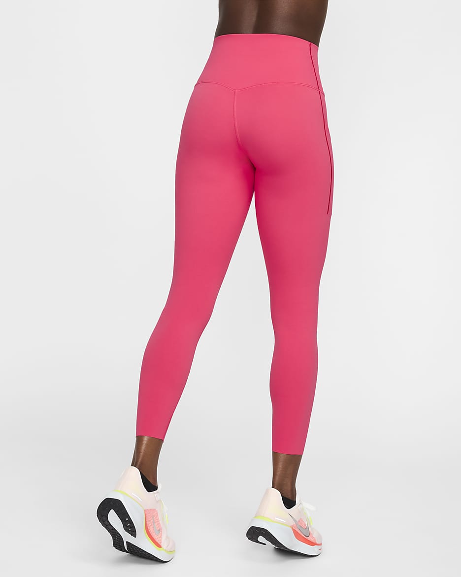 Leggings de 7/8 de tiro alto y sujeción media con bolsillos para mujer Nike Universa - Rosa margarita/Negro