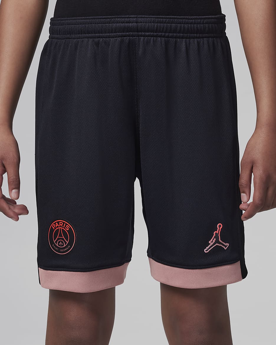 Spodenki piłkarskie dla dużych dzieci Jordan Dri-FIT Paris Saint-Germain Stadium 2024/25 (wersja trzecia) – replika - Czerń/Rust Pink/Rust Pink