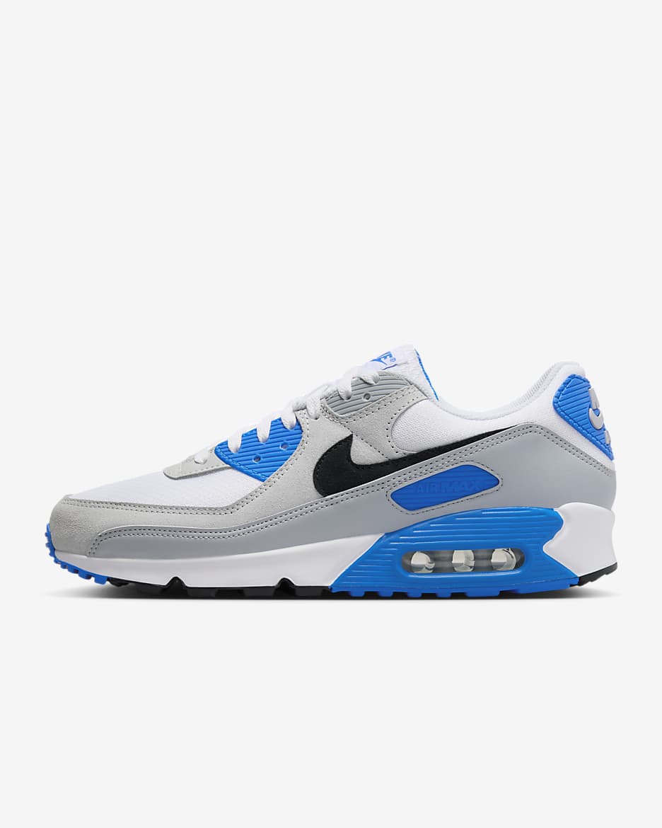 Calzado para hombre Nike Air Max 90 - Blanco/Azul foto/Platino puro/Negro