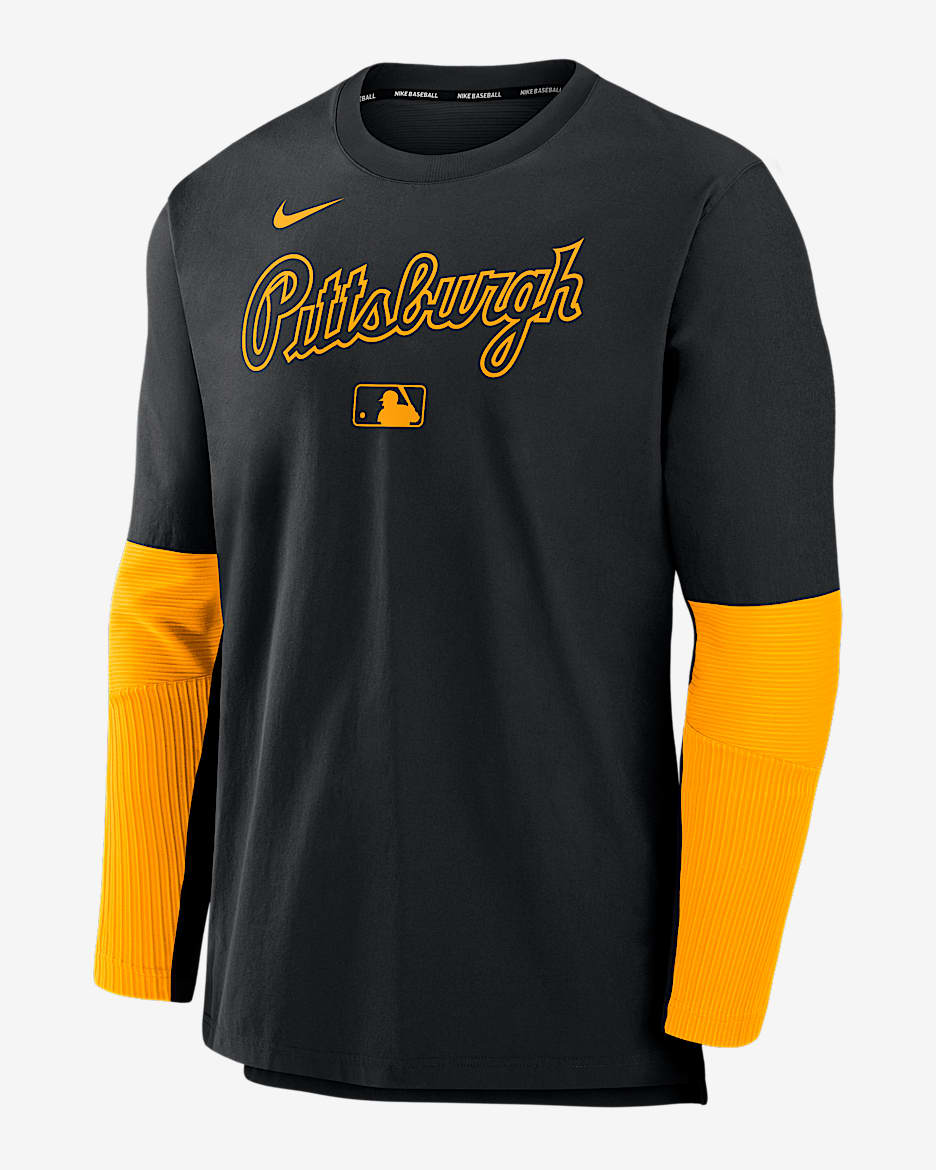 Sudadera sin cierre Nike Dri-FIT de la MLB para hombre Pittsburgh Pirates Authentic Collection Player - Negro
