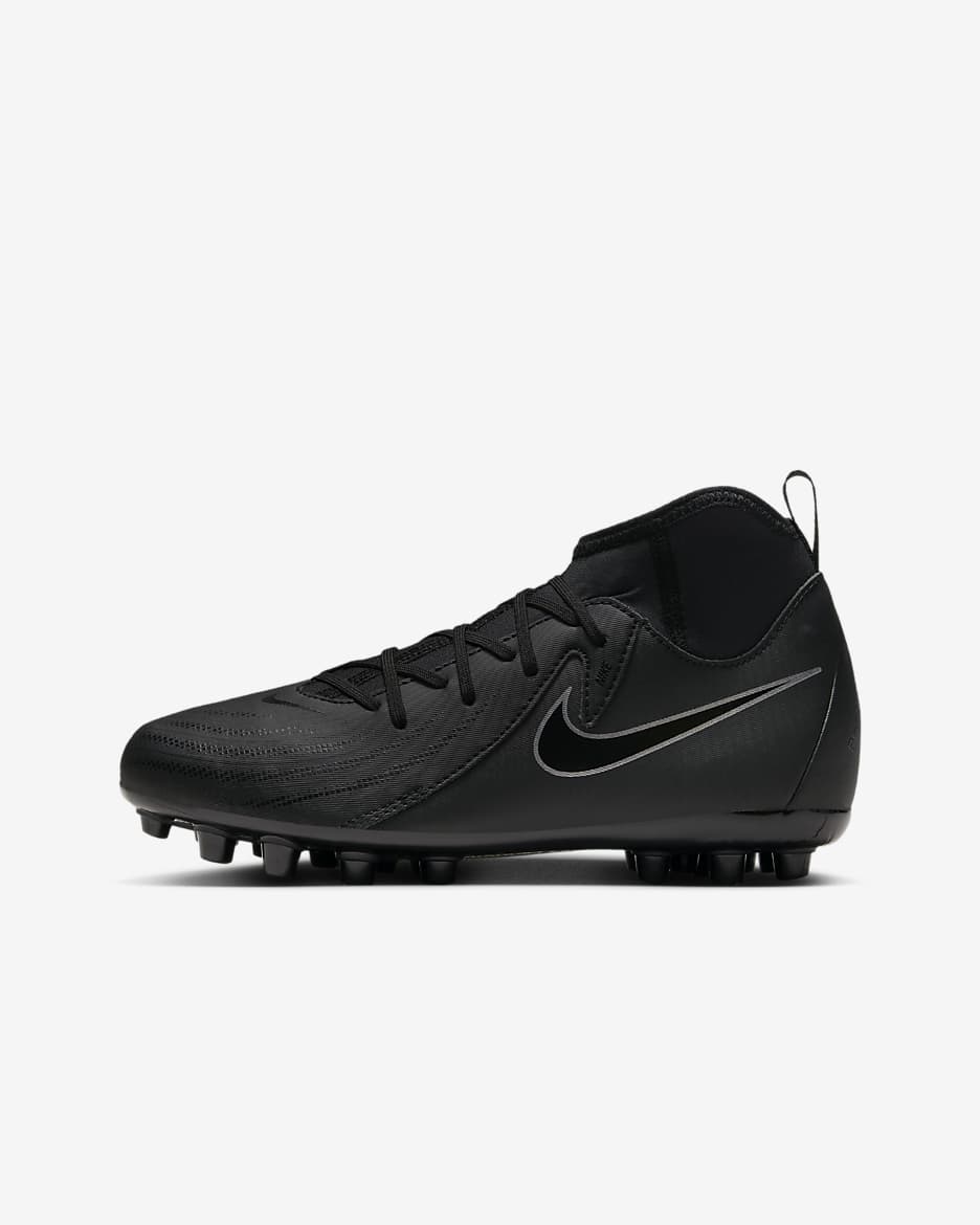 Nike Jr. Phantom Luna 2 Academy Younger/Older Kids' AG High-Top Football Boot - Black/Black