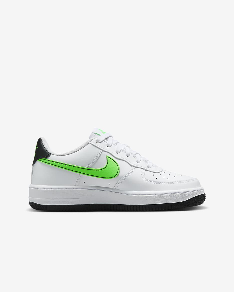 Tenis para niños grandes Nike Air Force 1 - Blanco/Negro/Verde strike