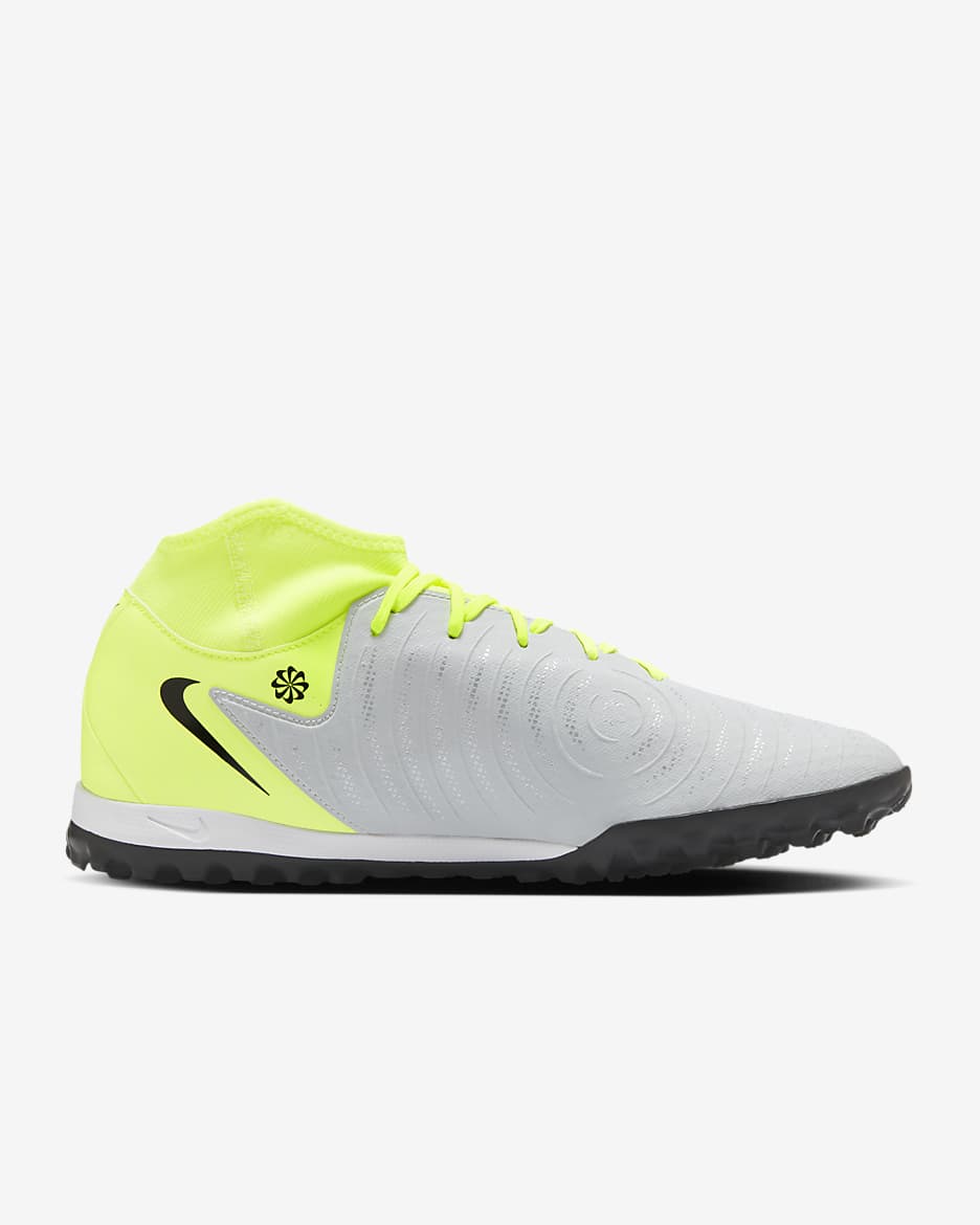 Nike Phantom Luna 2 Academy TF High-Top Football Shoes - Metallic Silver/Volt/Black