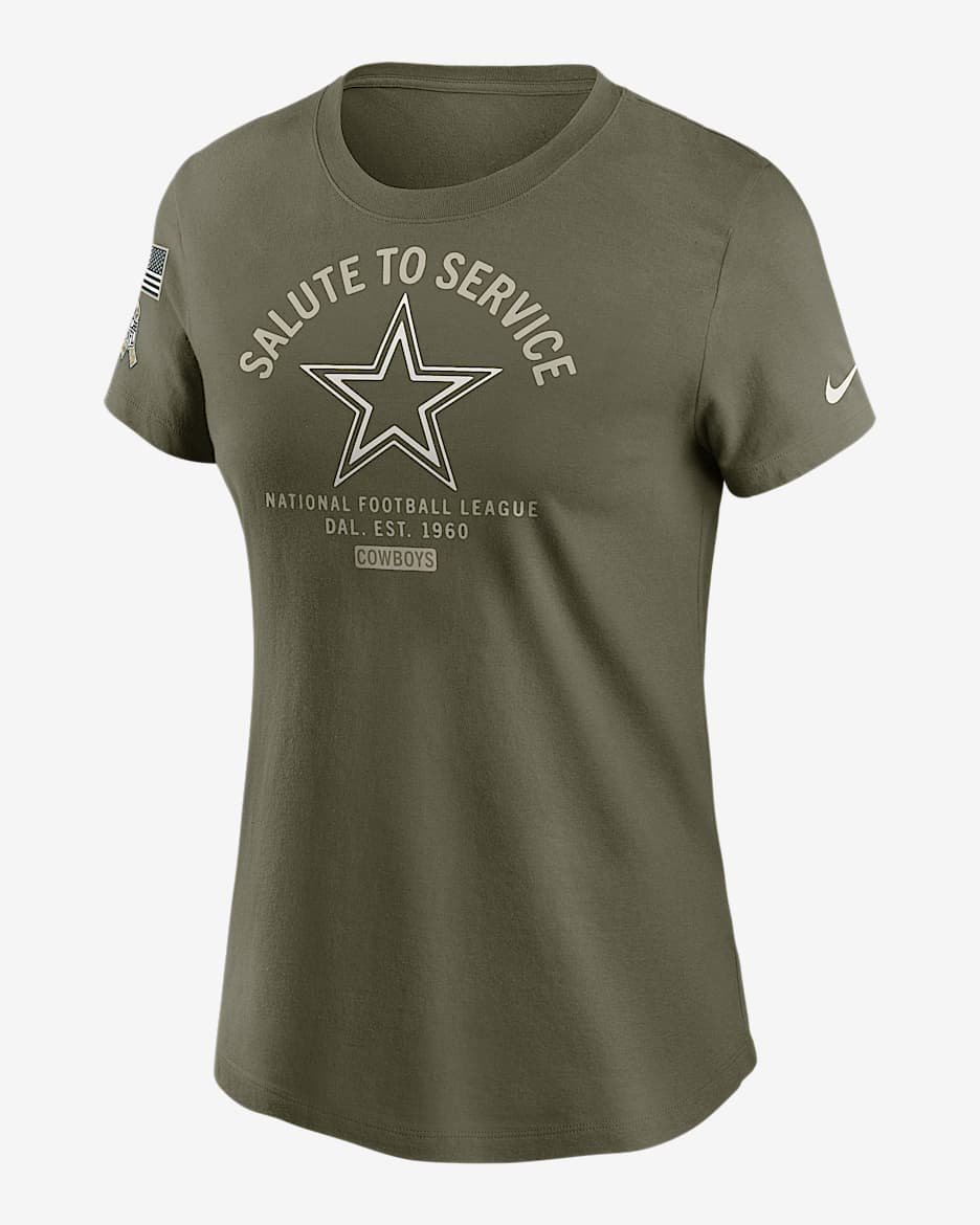 Dallas Cowboys Salute to Service Sideline Women's Nike NFL T-Shirt - Olive