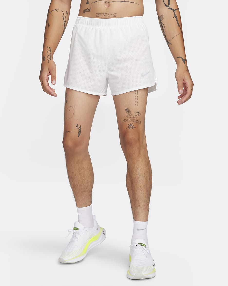 Nike Fast Men's Dri-FIT 8cm (approx.) Brief-Lined Running Shorts - Summit White/Safety Orange