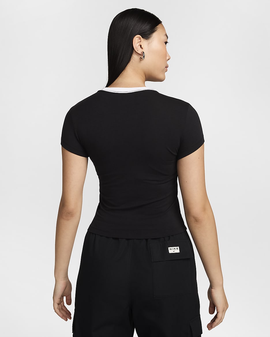 Nike Sportswear Chill Knit Women's Slim Cropped Tee - Black/White