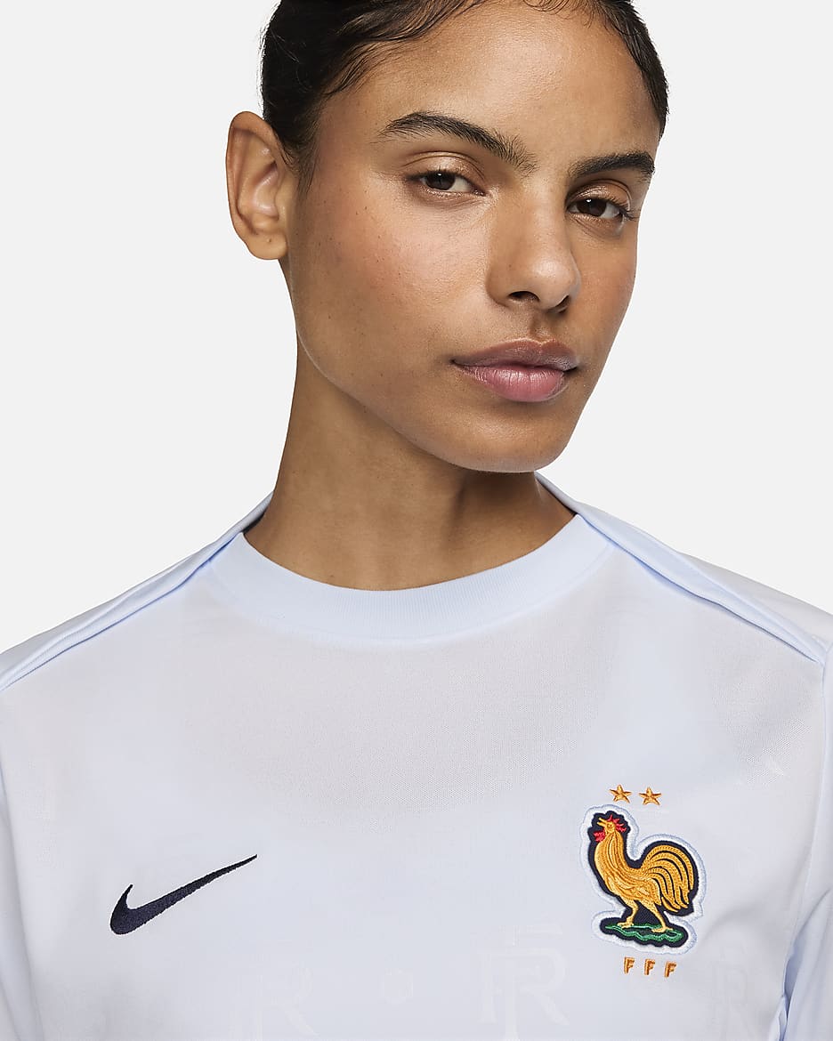 FFF Academy Pro Away Women's Nike Dri-FIT Football Pre-Match Top - Half Blue/Blackened Blue