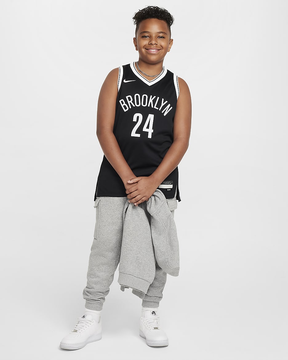 Brooklyn Nets Icon Edition 2021/22 Older Kids' Nike NBA Swingman Jersey - Black