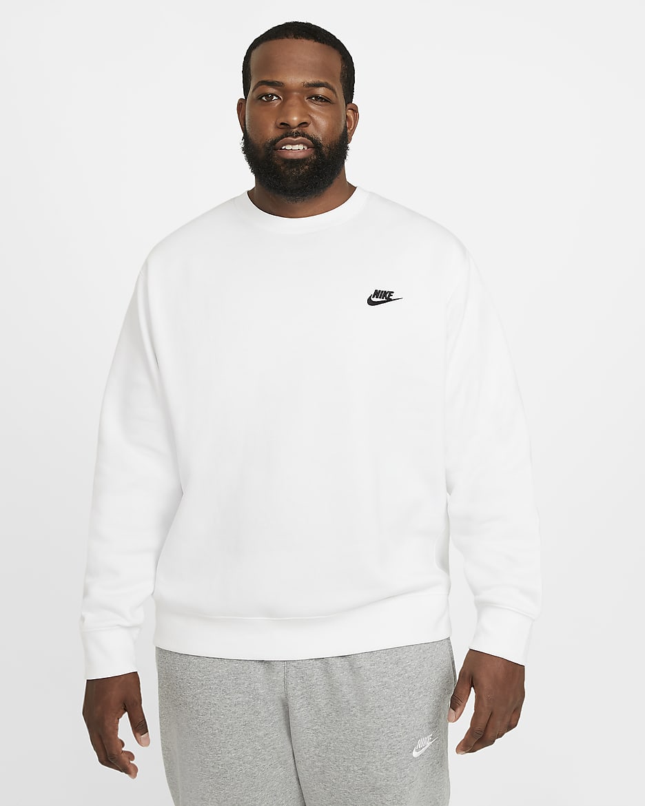 Nike Sportswear Club Fleece kerek nyakkivágású férfi pulóver - Fehér/Fekete