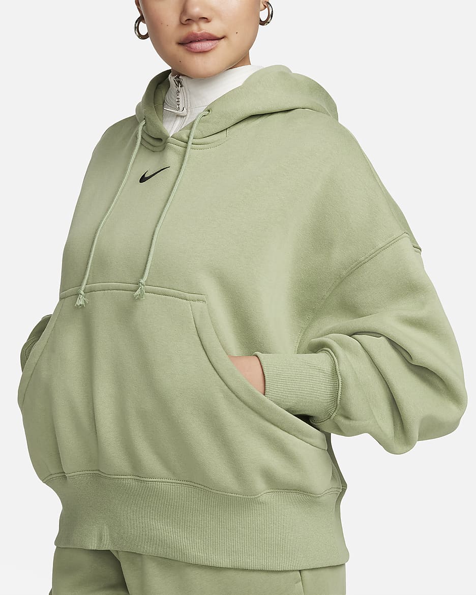 Nike Sportswear Phoenix Fleece Women's Over-Oversized Pullover Hoodie - Oil Green/Black