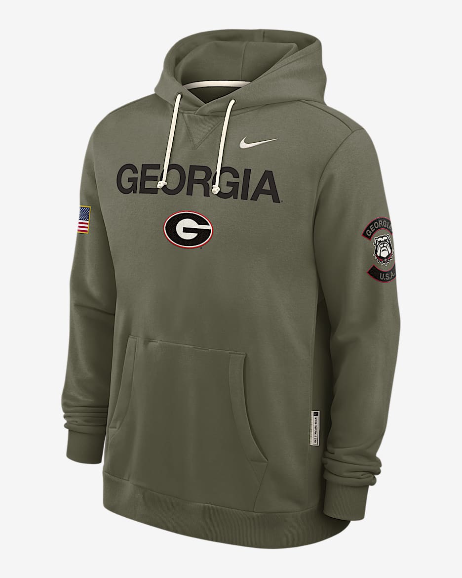 Georgia 2025 Military Appreciation Men's Nike Dri-FIT College Pullover Hoodie - Olive