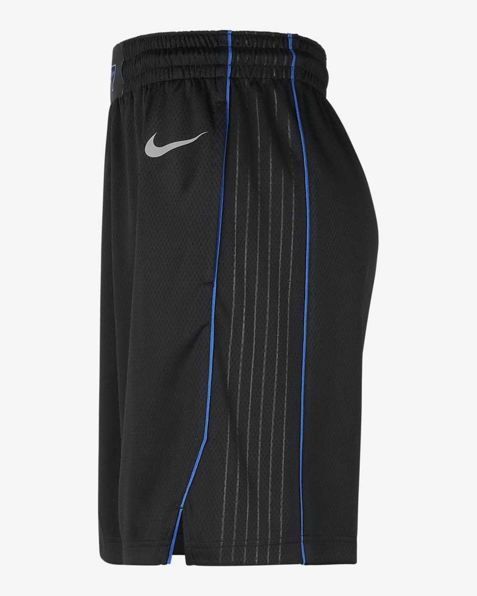 Dallas Mavericks 2023/24 City Edition Nike Dri-FIT NBA Swingman Shorts für Herren - Schwarz/Flat Silver