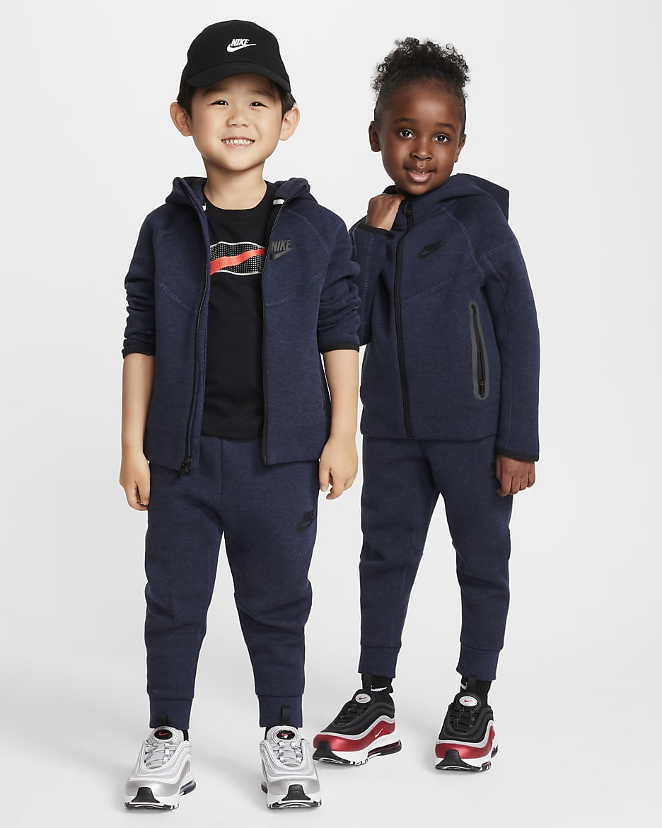 Nike Sportswear Tech Fleece Full-Zip Set Little Kids 2-Piece Hoodie Set - Obsidian Heather