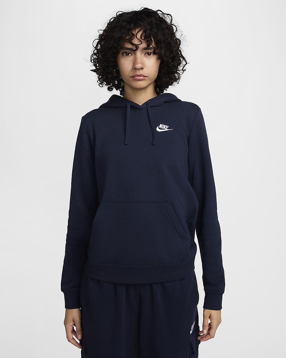 Nike Sportswear Club Fleece Women's Pullover Hoodie - Obsidian/White