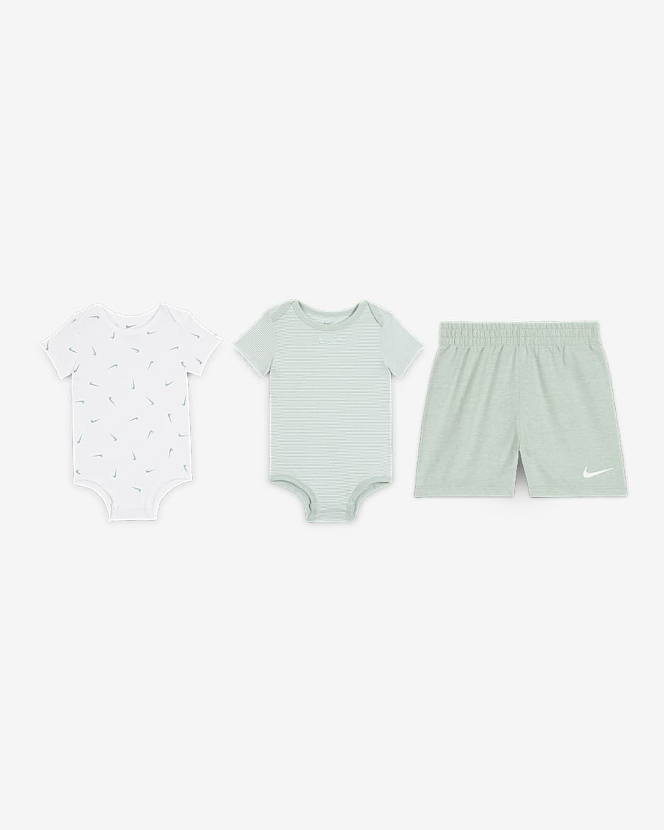 Nike Essentials Baby (12-24M) 3-Piece Striped Swooshfetti Set - Mica Green