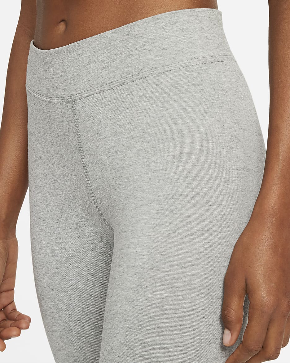 Nike Sportswear Essential leggings i 7/8 lengde med mellomhøyt liv til dame - Dark Grey Heather/Hvit