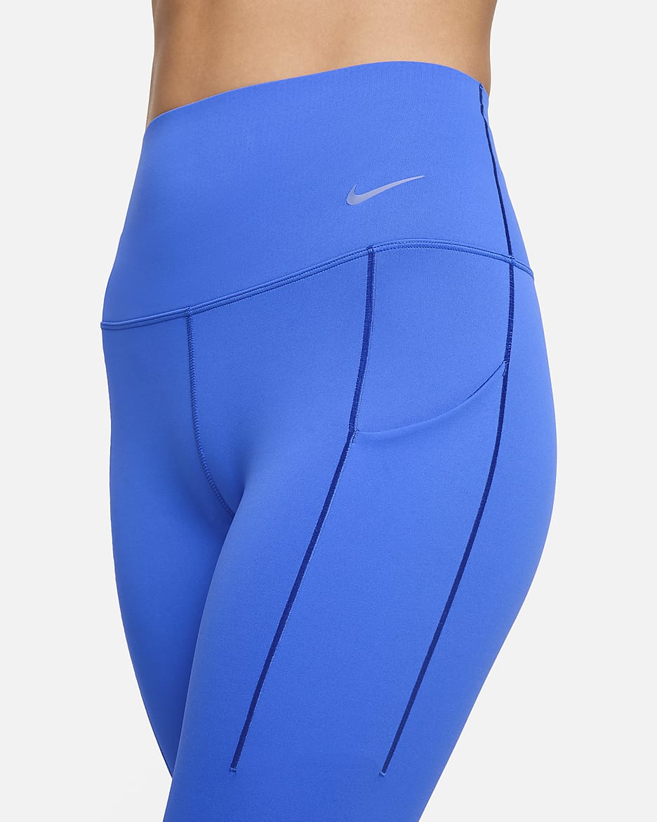 Nike Universa Women's Medium-Support High-Waisted 7/8 Leggings with Pockets - Hyper Royal/Black