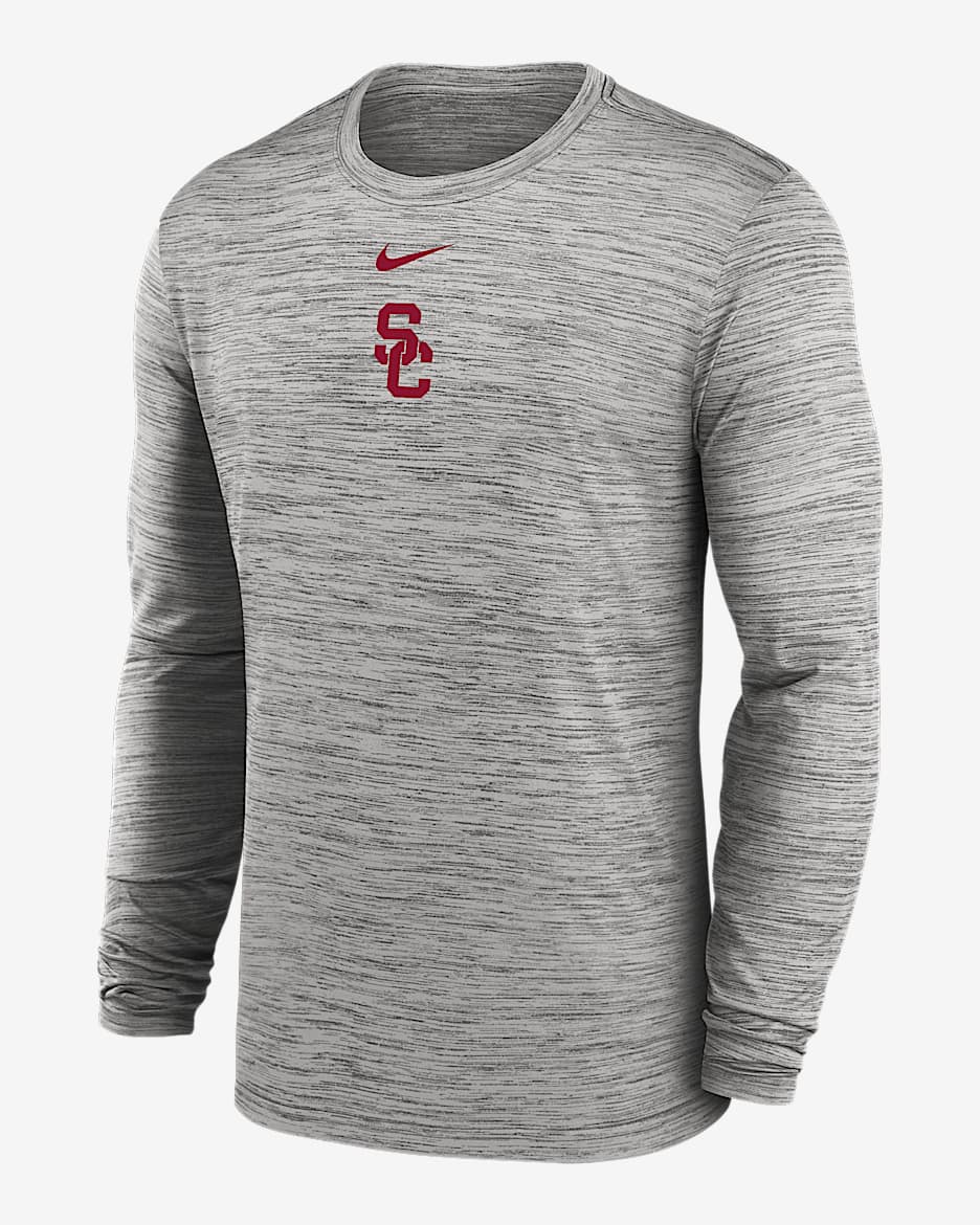 USC Sideline Velocity Men's Nike Dri-FIT College Long-Sleeve T-Shirt - Grey