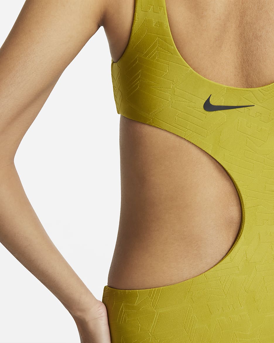 Nike Swim Cut-Out-badedragt til kvinder - Moss/sort