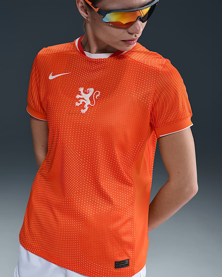 Netherlands 2025 Stadium Home (Women's Team) Women's Nike Dri-FIT Soccer Replica Jersey - Safety Orange/White