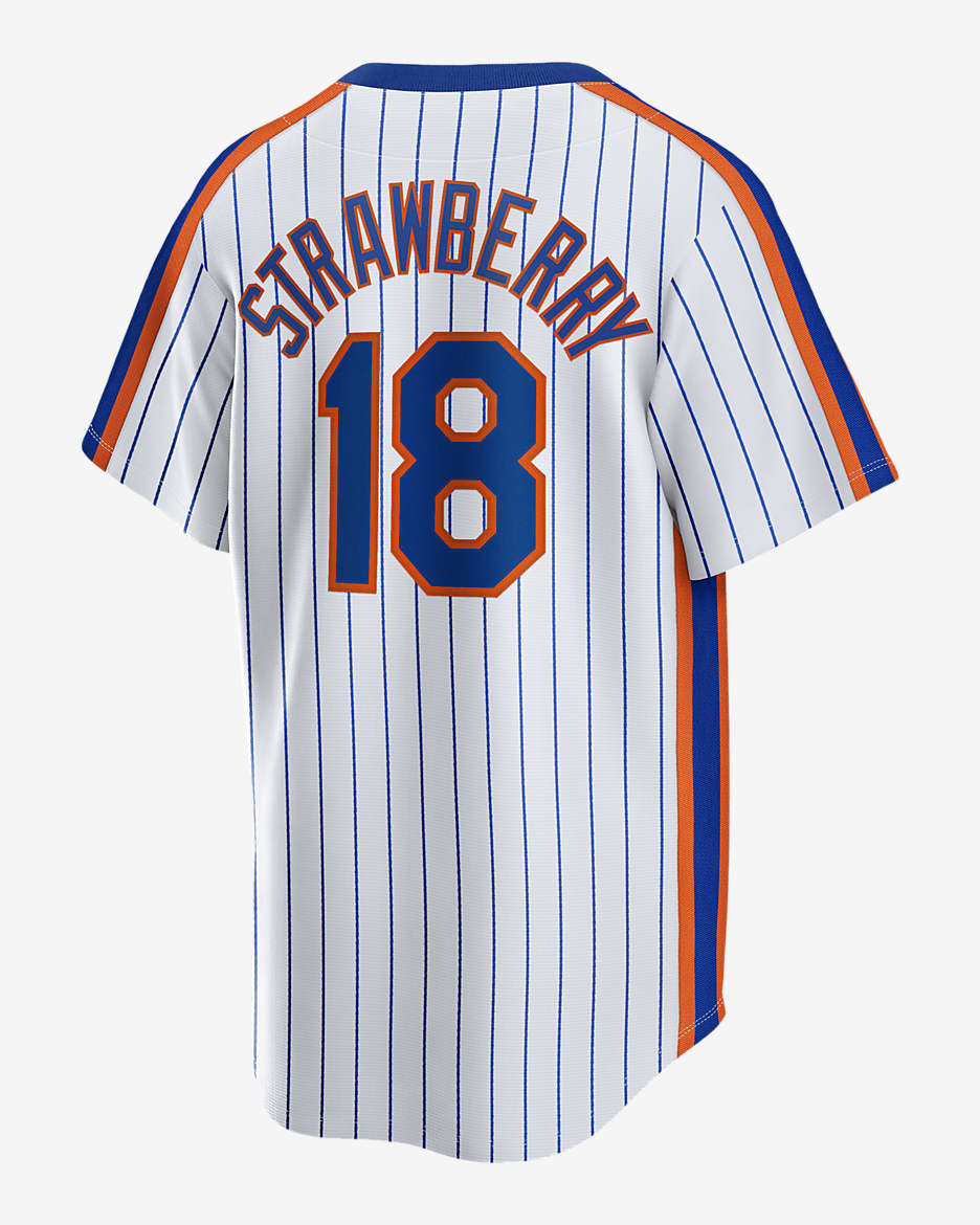 Camiseta de béisbol Cooperstown para hombre MLB New York Mets (Darryl Strawberry) - Blanco