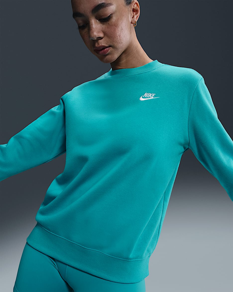 Nike Sportswear Club Fleece Women's Crew-Neck Sweatshirt - Dusty Cactus/White