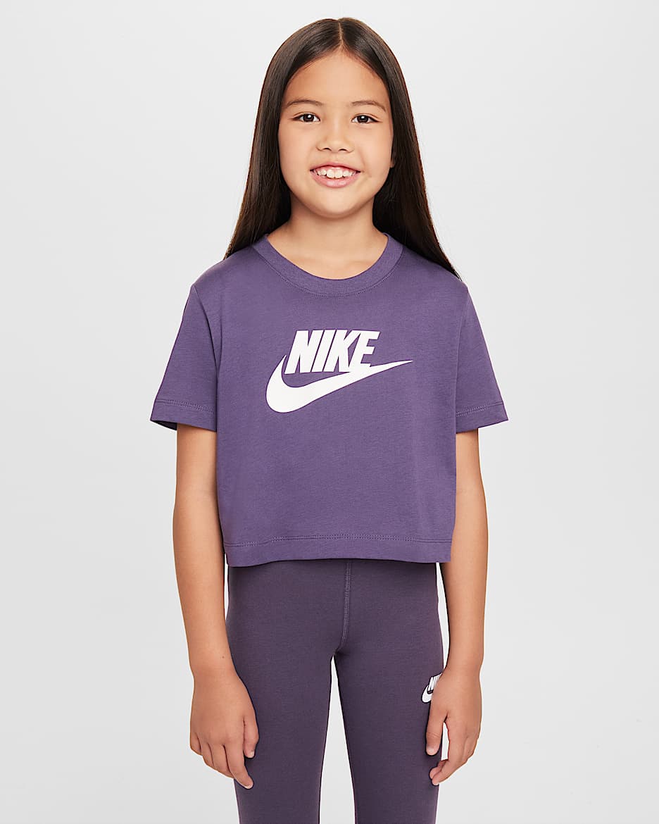 Nike Sportswear Older Kids' (Girls') Cropped T-Shirt - Dark Raisin