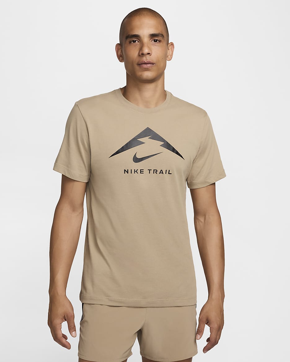 Nike Dri-FIT Men's Trail Running T-Shirt - Khaki/Black