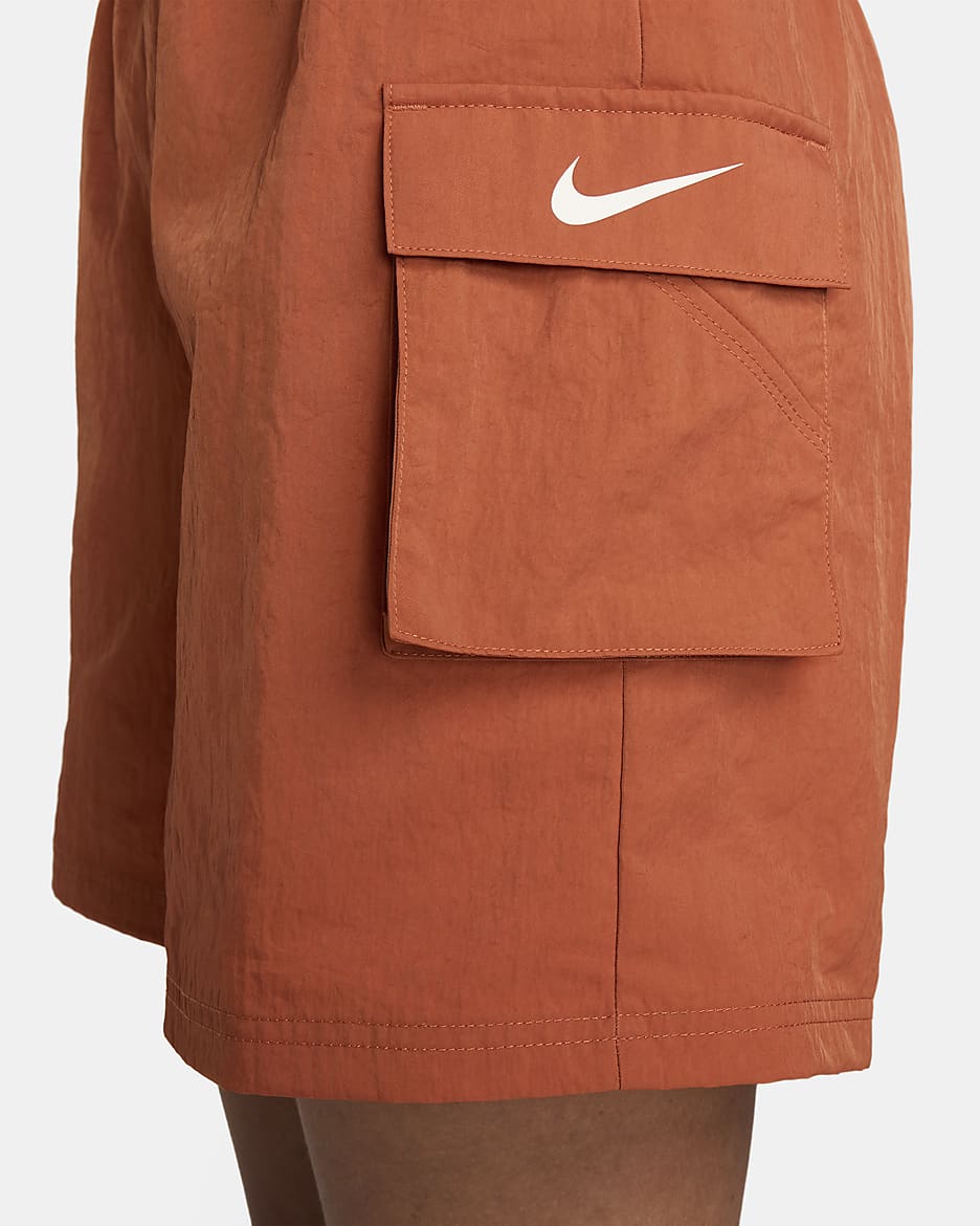 Shorts a vita alta in tessuto Nike Sportswear Essential - Donna - Burnt Sunrise/Sail