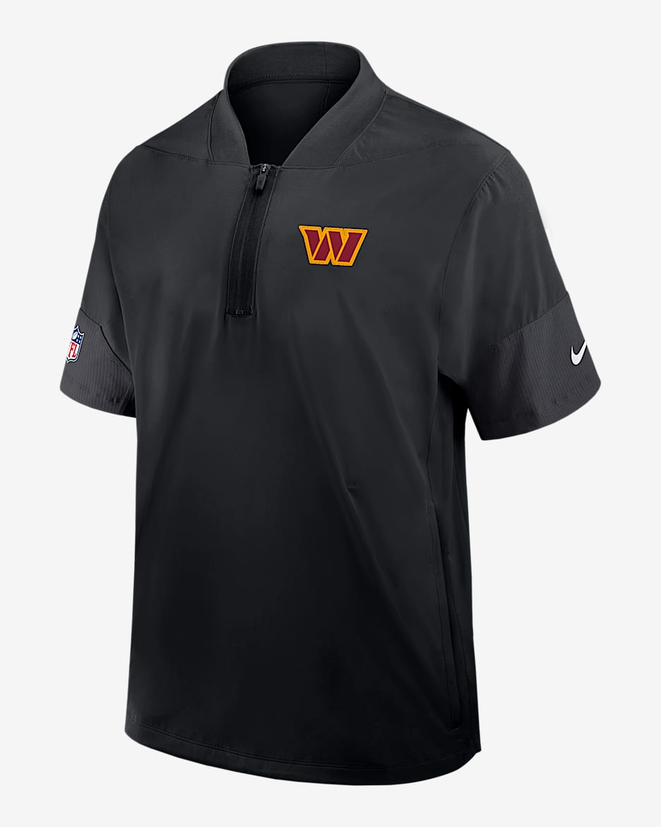 Washington Commanders Sideline Coach Men's Nike NFL 1/2-Zip Short-Sleeve Hooded Jacket - Black
